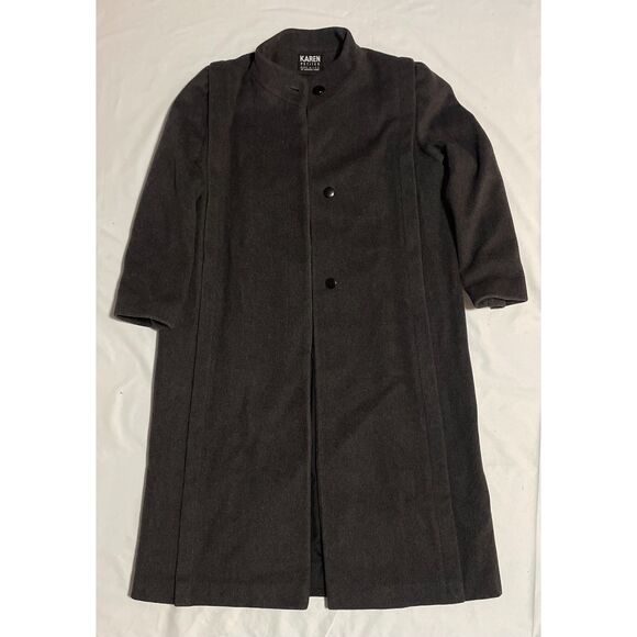 Karen Petites Gray Wool Cashmere Blend Long Coat Women’s Size 10P USA Made - Picture 4 of 14